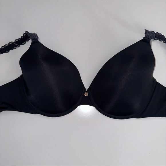 Natori Black T-Shirt Bra With Lace Straps 34DD Underwire - Picture 8 of 9